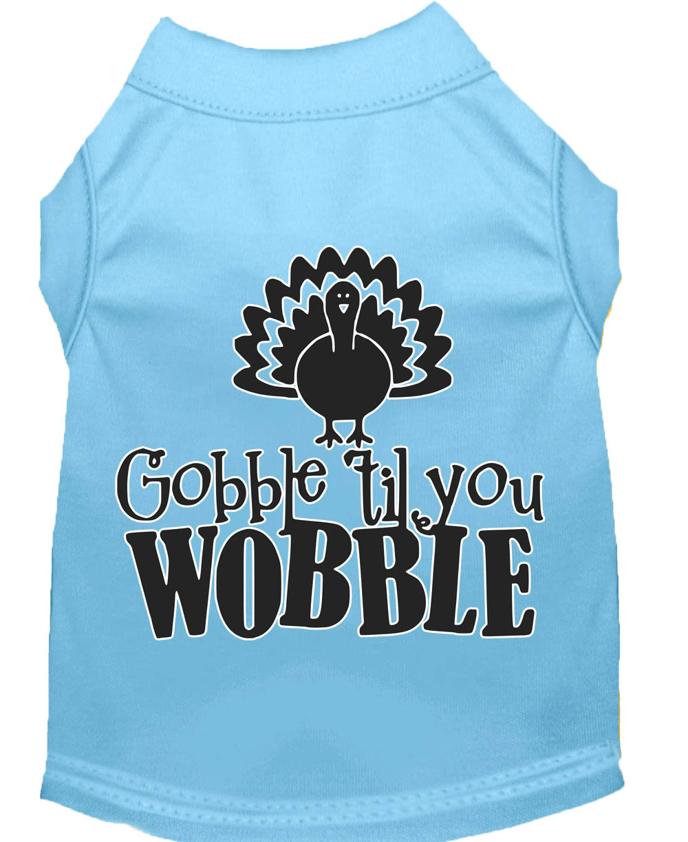 Gobble til You Wobble Screen Print Dog Shirt Baby Blue Med